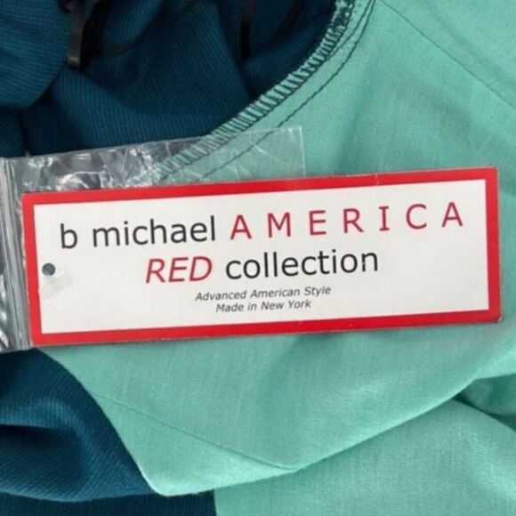 B Michael America Red Collection V Neck Long Sleeve Midi Dress Teal NWT Size 8 - Picture 7 of 13